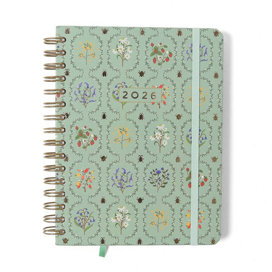 Planner Wire-o 2026 - Cícero -  Jardim -  Semanal Notas c/ Divisórias A5 - Verde