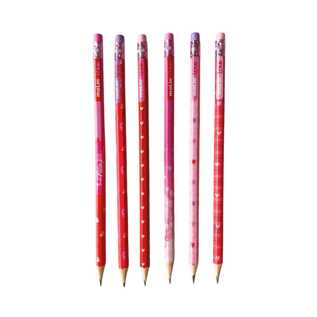 Kit c/ 6 Lápis HB - Molin - Love Heart