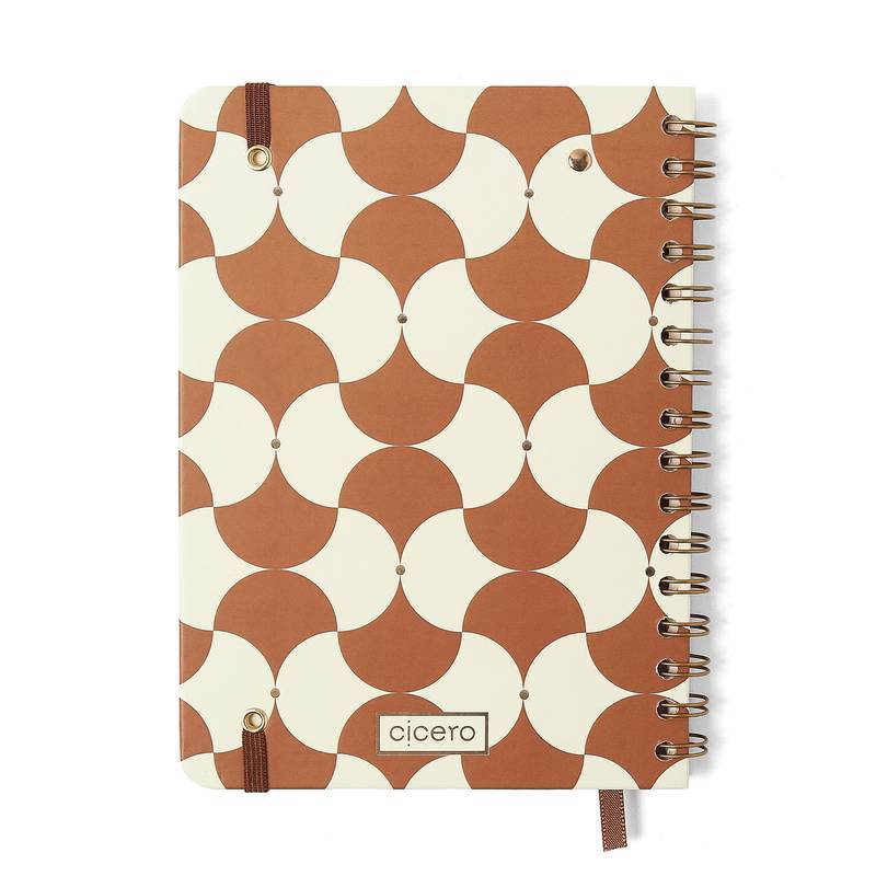Planner Wire-o 2026 - Cícero - Bossa Nova - Semanal Anotações A5 - Boemia Caramelo