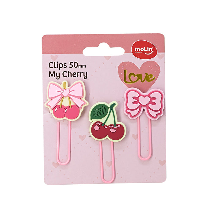 Clipes Molin My Cherry - kit com 3 unidades