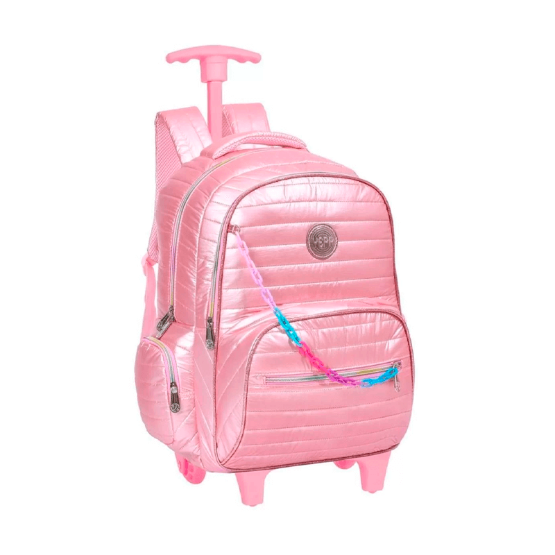 Mochila com Rodinhas - Yepp - Mochilete Juvenil Rosa Matelassê