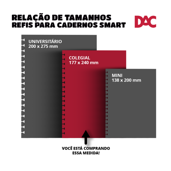 Refil Caderno Colegial Smart - DAC - Rosa - 48Fl 177x240mm