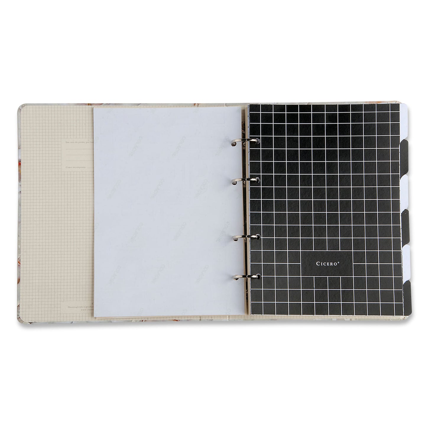 Caderno Criativo Argolado 17x24 Pautado - Cícero - Mármore Preto