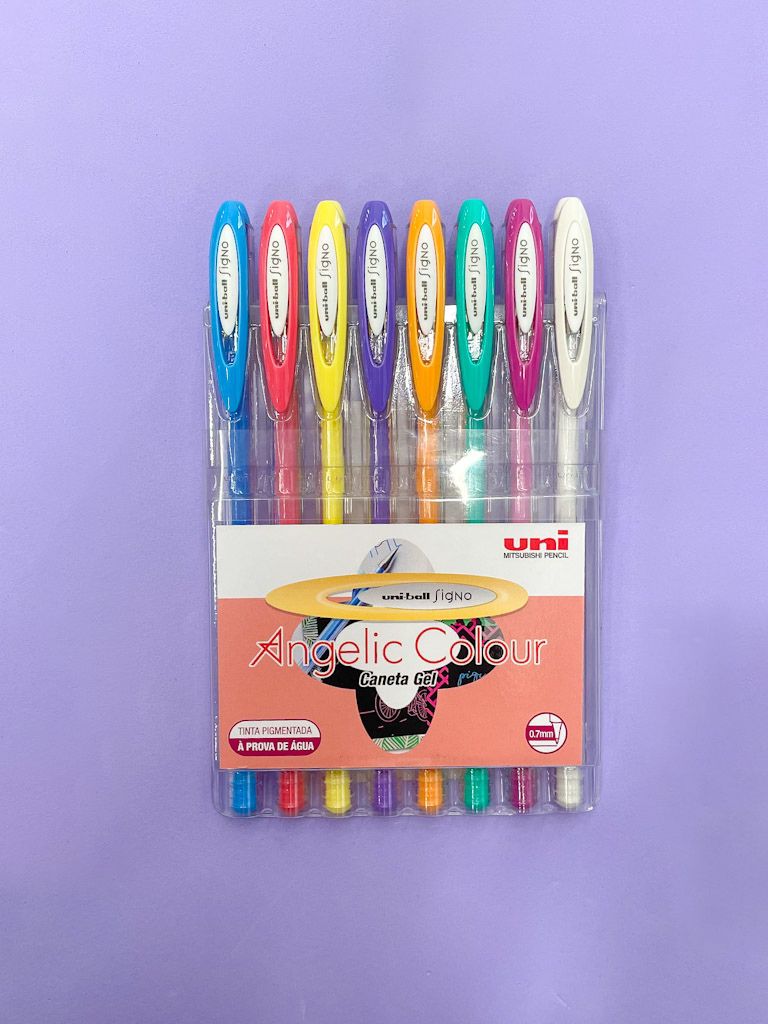 Caneta Gel - Uni-Ball - Estojo com 8 Canetas Signo Angelic Colour