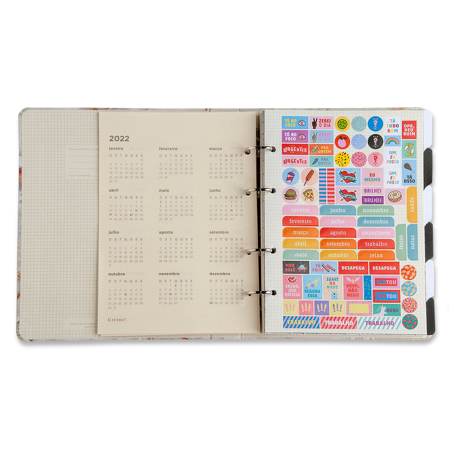 Caderno Criativo Argolado 17x24 Pautado - Cícero - Mármore Preto