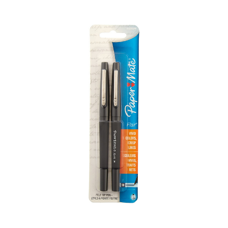 Caneta Hidrocor - Paper Mate - Flair Medium Point - Kit 2 Black Ink Vivid Colors