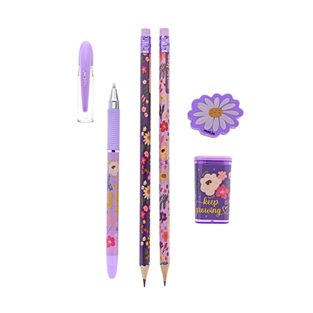 Kit Escolar- Molin- Love Flowers 5 itens