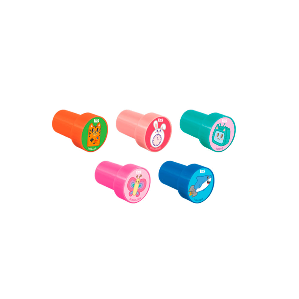 Carimbos - Tris - Animalucos Edição Objetos Blister com 5 Carimbos