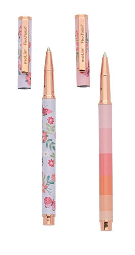 Caneta Esferográfica Metálica - Molin - Borboletas - Lilás - 1.0mm
