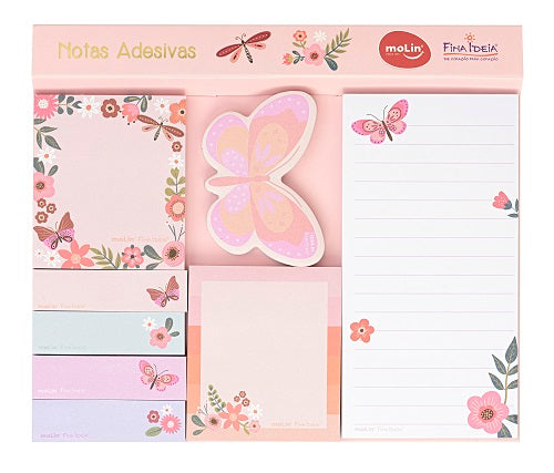Bloco de Notas Adesivas e Anotações - Molin - Borboletas