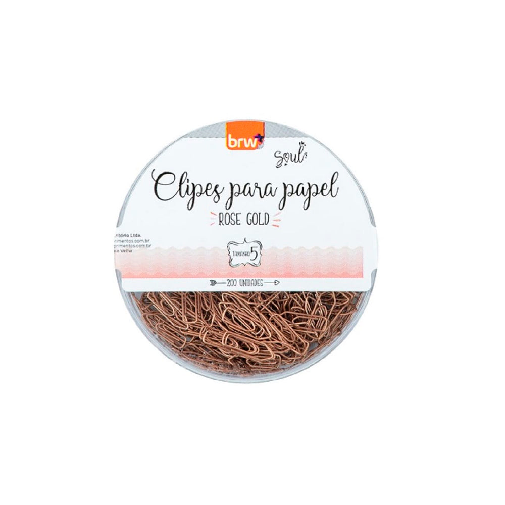Clipes - BRW - Rosé Gold 200 Unidades Tamanho 5