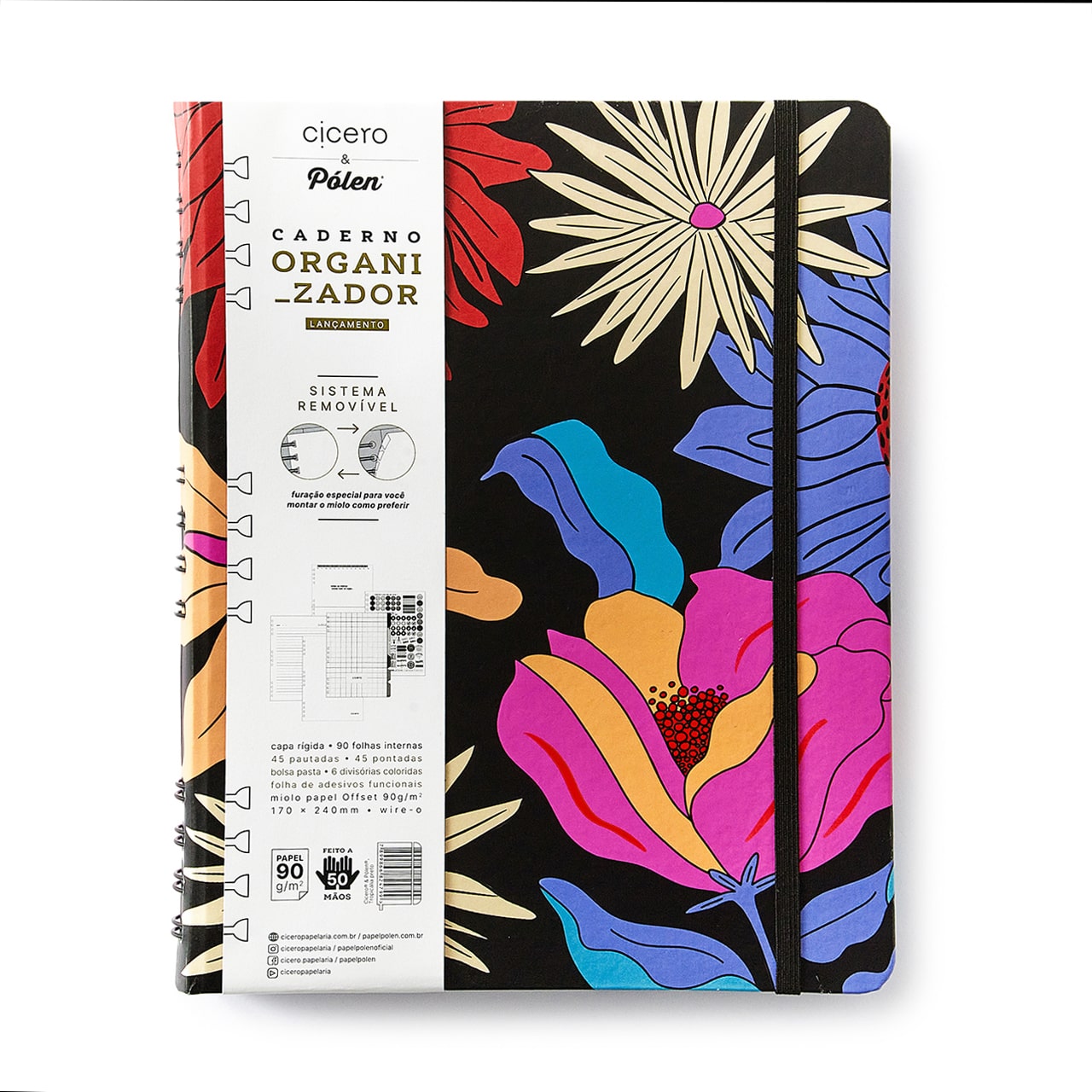 Caderno Organizador - Cícero - Duo Pólen Pautado & Pontado 17x24 Tropicália Preto