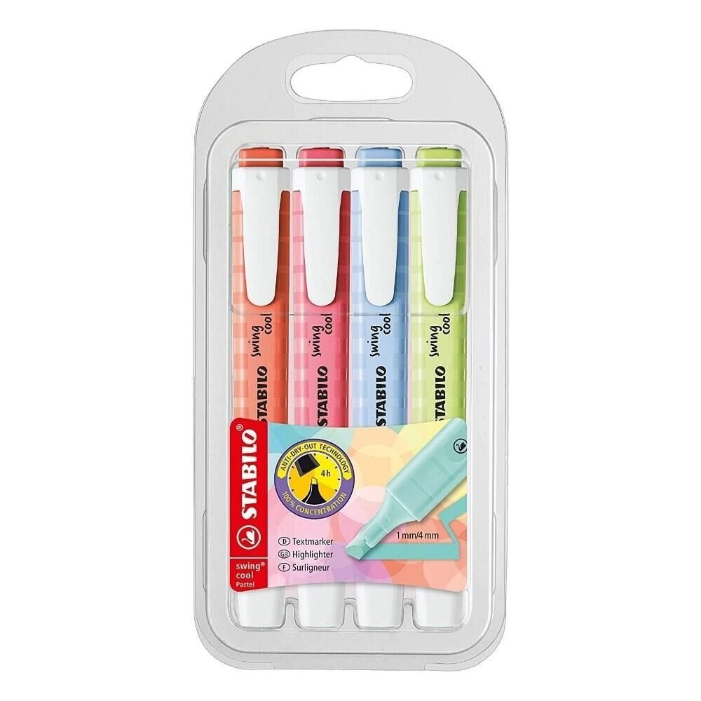 Marca Texto - Stabilo - Swing Cool Pastel Novas Cores c/ 4 Cores