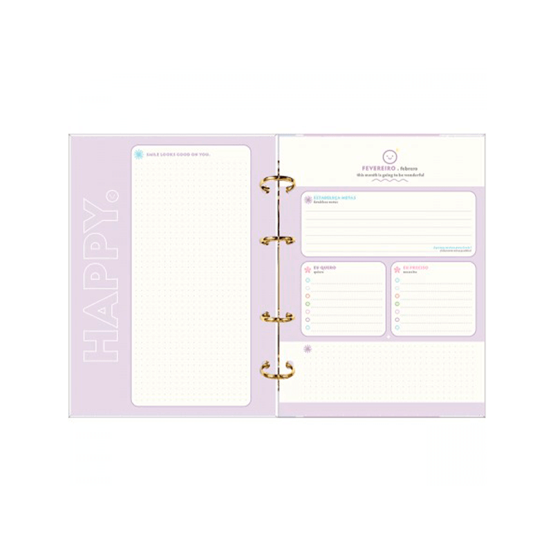 Planner Argolado 2024 - Tilibra - Happy 17,7x24cm 88 Folhas 90g/m²