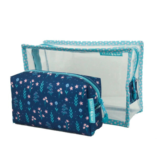 Conjunto Necessaire Retangular Cristal + Godão - Sabra - By Sof Azul