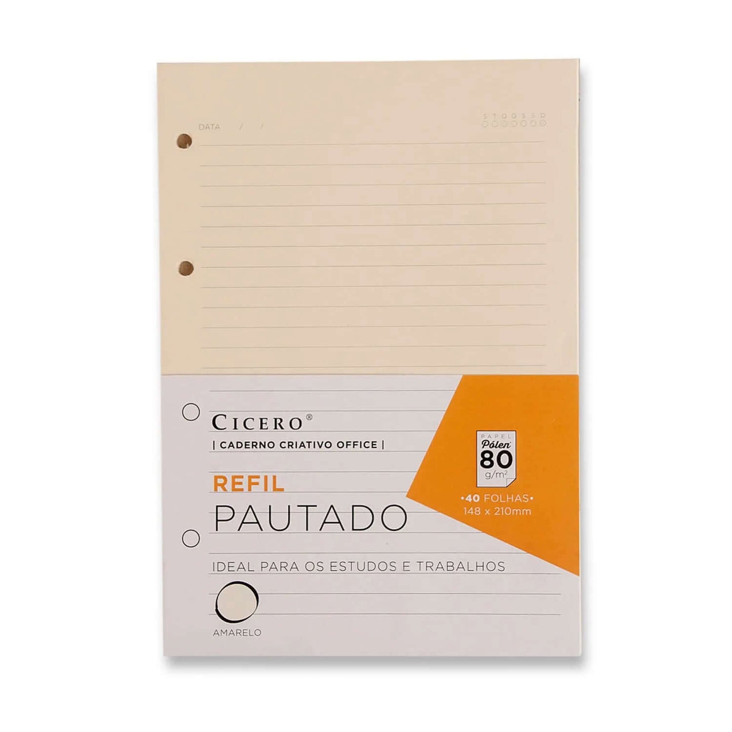 Refil Caderno Argolado - Cícero - Office Pautado 40 folhas Pólen 80g A5