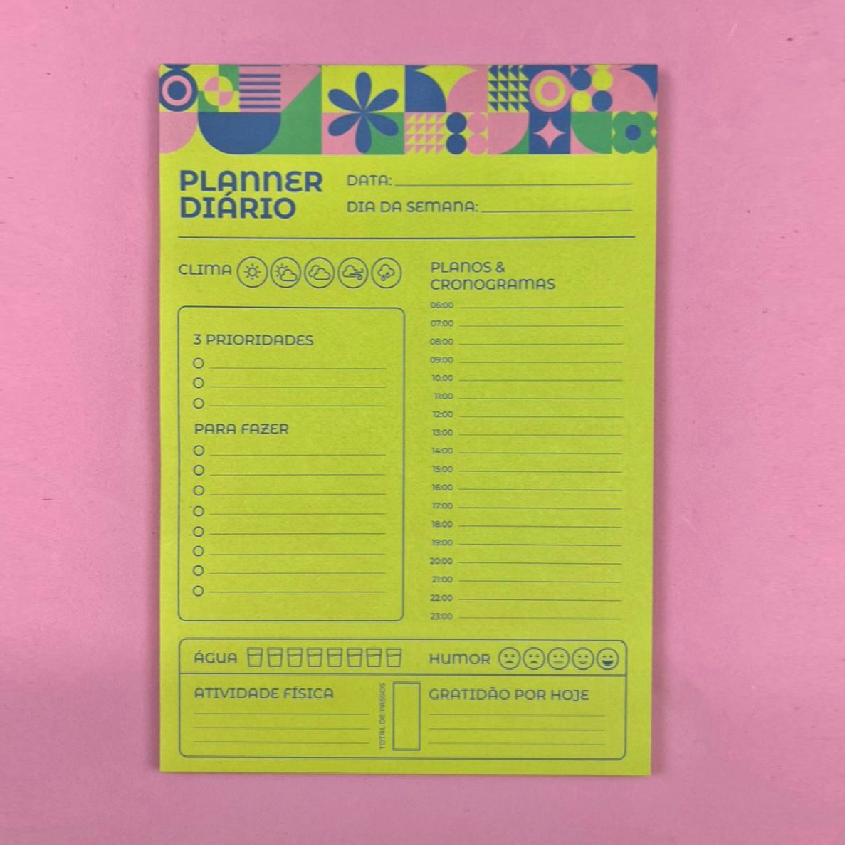 Bloco Planner Diário - Papelaria Unicórnio - Florir 50 Folhas 90 g/m²