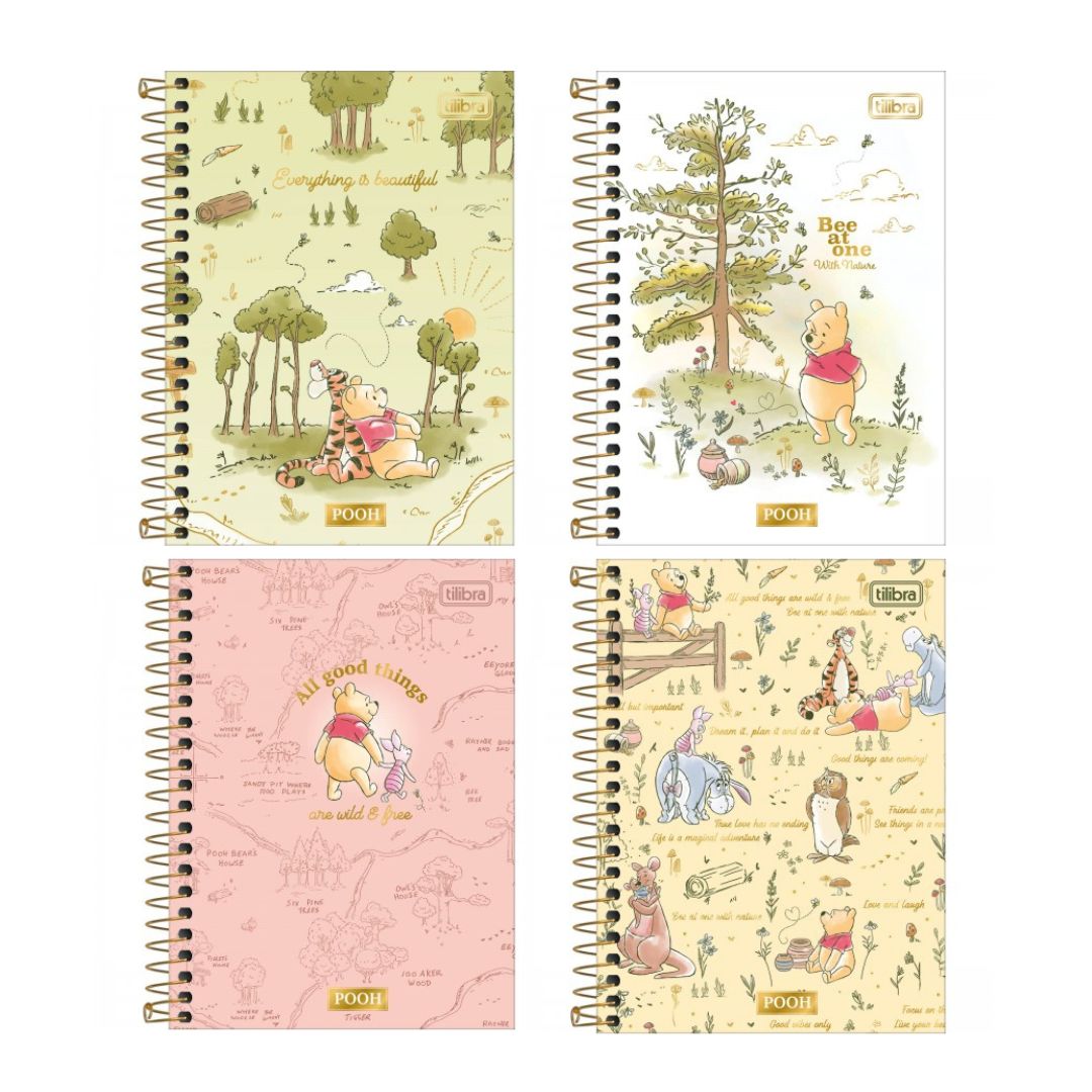 Caderno Espiral - Tilibra - Pooh 1/4 c/ 80 Folhas
