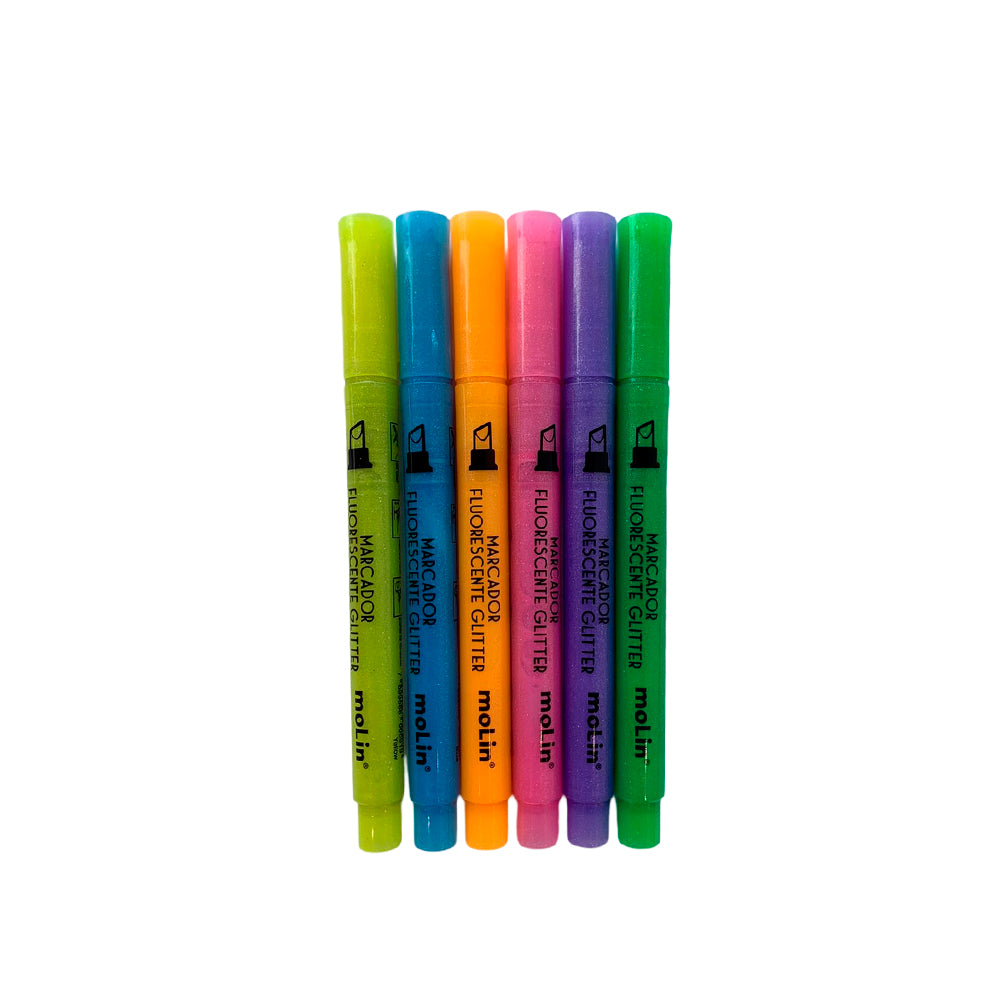 Kit Marca Texto Glitter - Molin - 6 Unidades