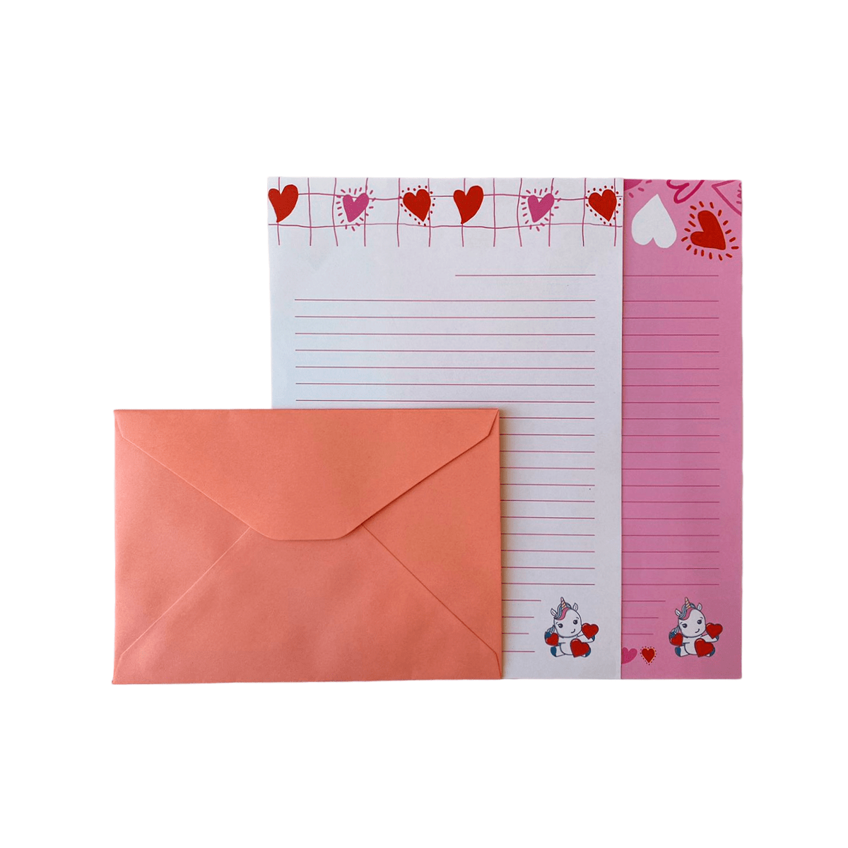 Kit Papéis de Carta - Papelaria Unicórnio - Pink Mood c/ 2 Envelopes