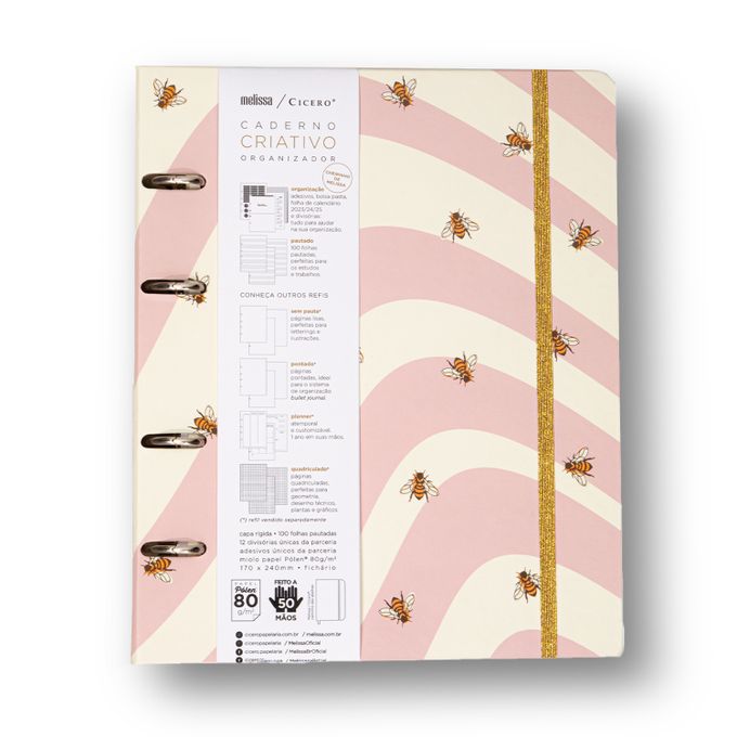 Caderno Criativo Argolado - Cícero - Melissa Pautado 17X24 Caminho Das Abelhas