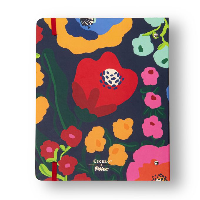 Caderno Criativo Argolado -Cícero - Pólen Pautado 17x24 Flores Marinho