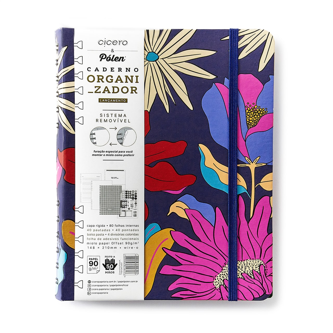 Caderno Organizador - Cícero - Duo Pólen Pautado & Pontado A5 Tropicália Azul