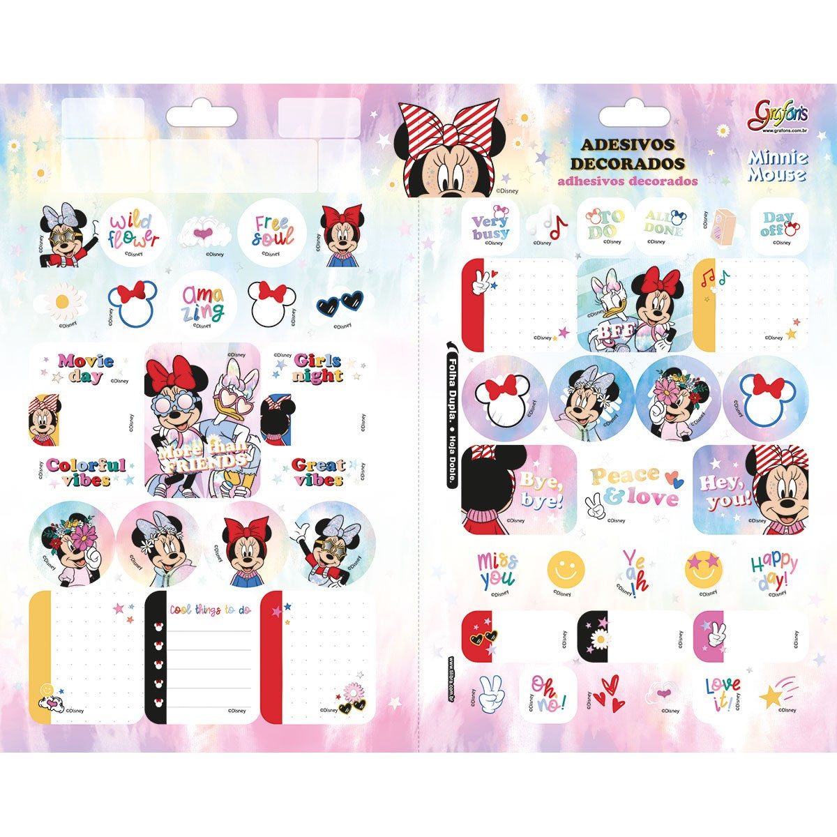Cartela de Adesivos - Tilibra - Minnie Mouse Duplo Metalizado