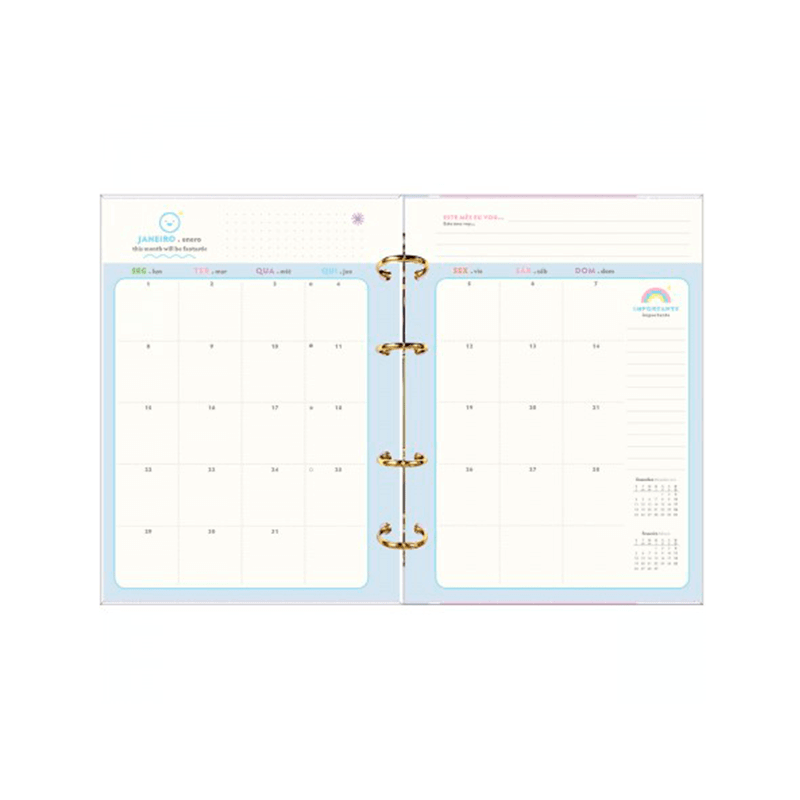 Planner Argolado 2024 - Tilibra - Happy 17,7x24cm 88 Folhas 90g/m²
