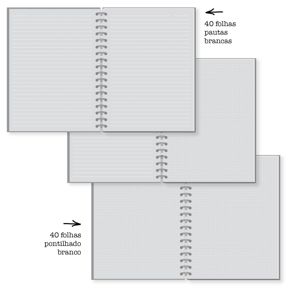Caderno Colegial - Fina Ideia - Pautado e Pontado Primavera 80 folhas