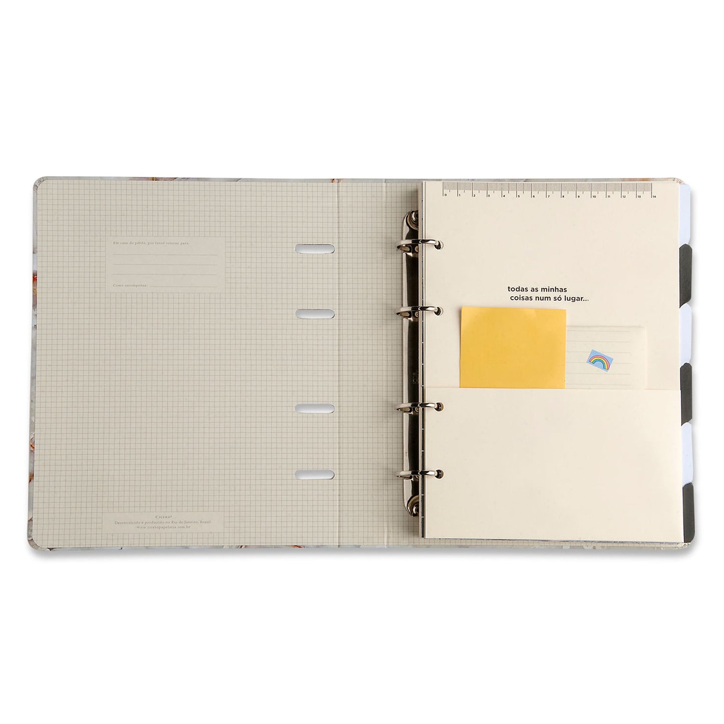 Caderno Criativo Argolado 17x24 Pautado - Cícero - Mármore Preto