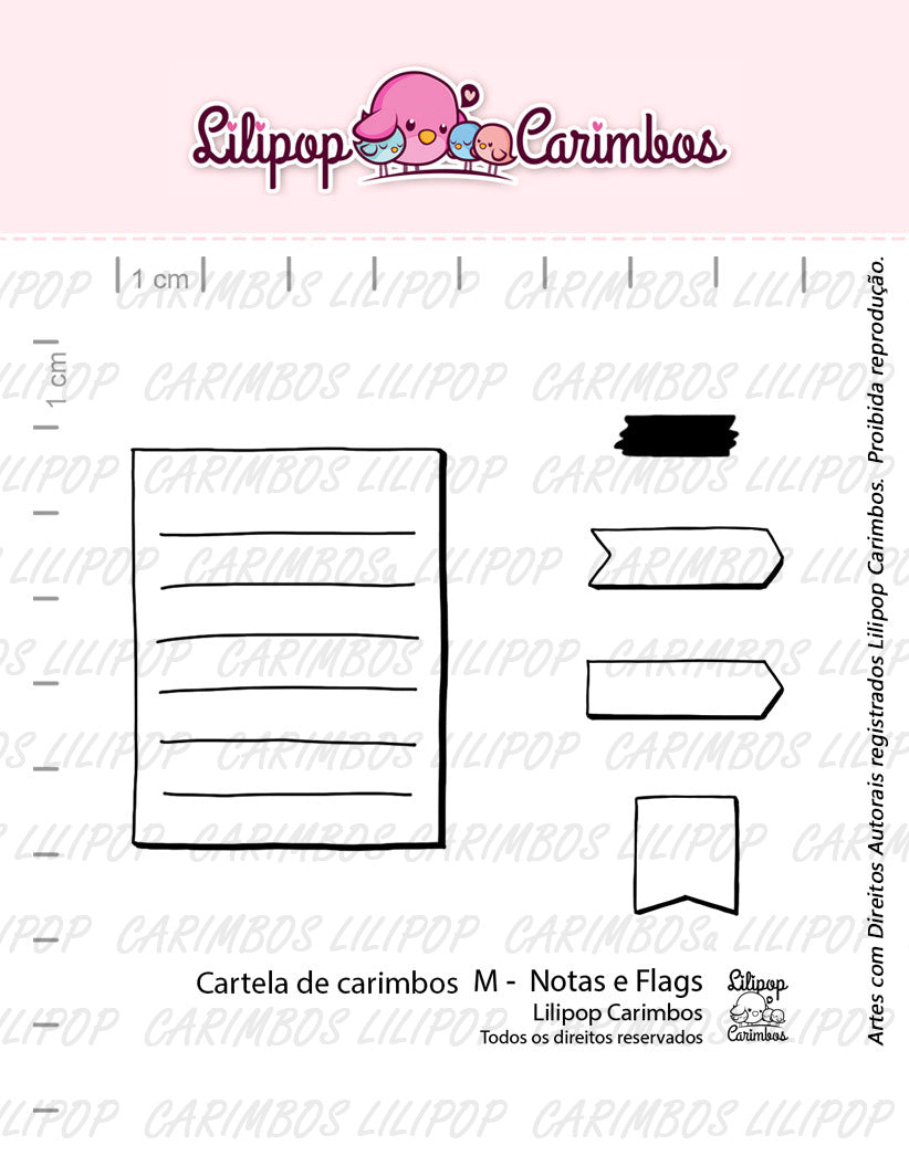 Cartela de Carimbos Média - Lilipop - Notas e Flags