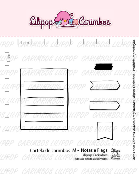 Cartela de Carimbos Média - Lilipop - Notas e Flags