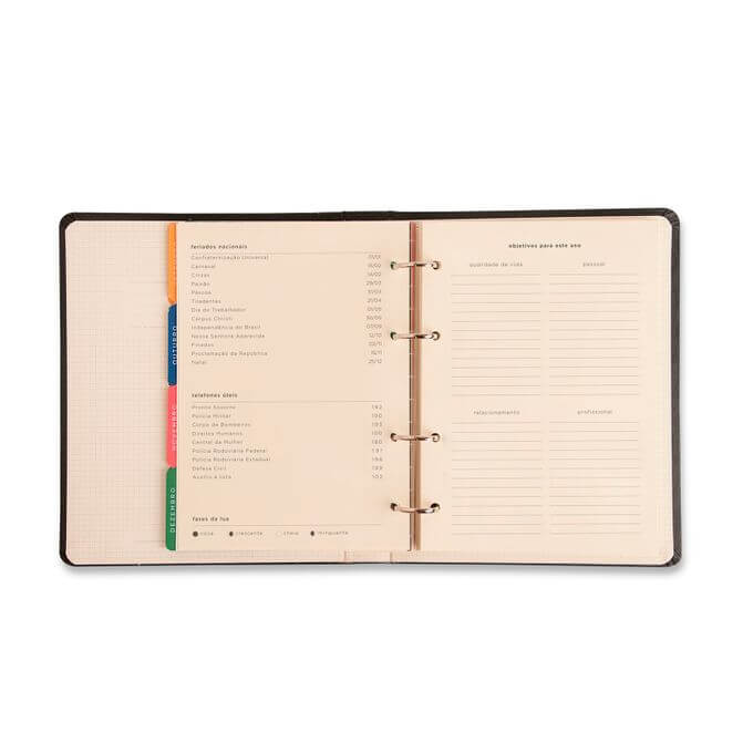Planner Argolado 2024 - Cícero - Clássica Semanal Notas A5 Vermelho Quente