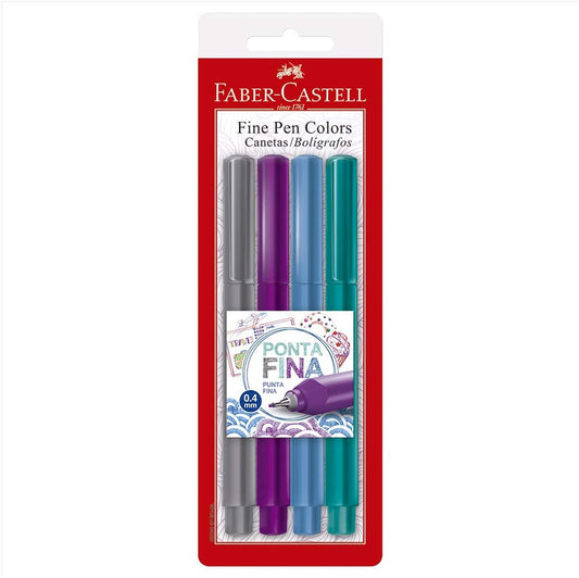 Caneta Fineliner - Faber-Castell - 4 Cores - Tons Frios