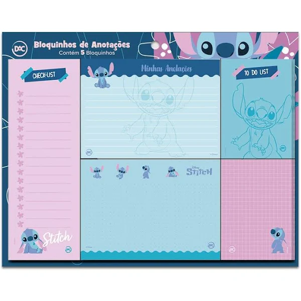 Bloco Destacável - DAC - Stitch - Kit com 5 Blocos