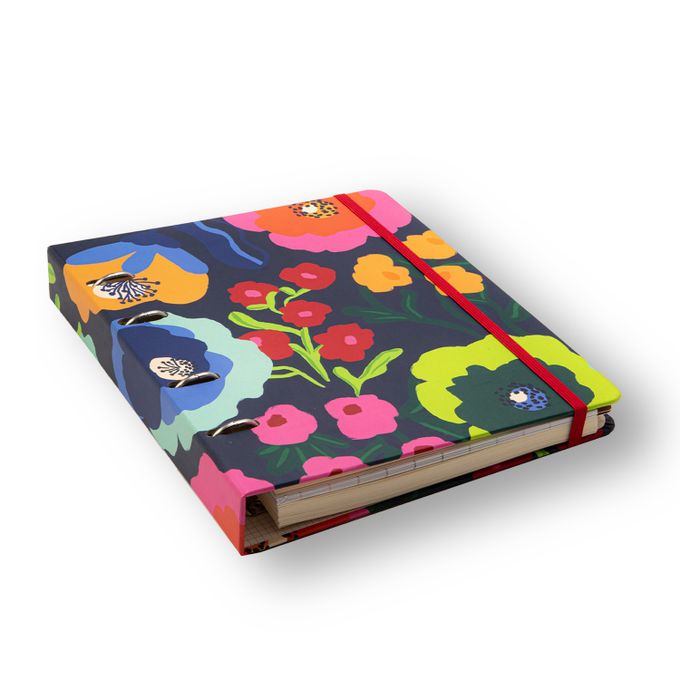 Caderno Criativo Argolado -Cícero - Pólen Pautado 17x24 Flores Marinho