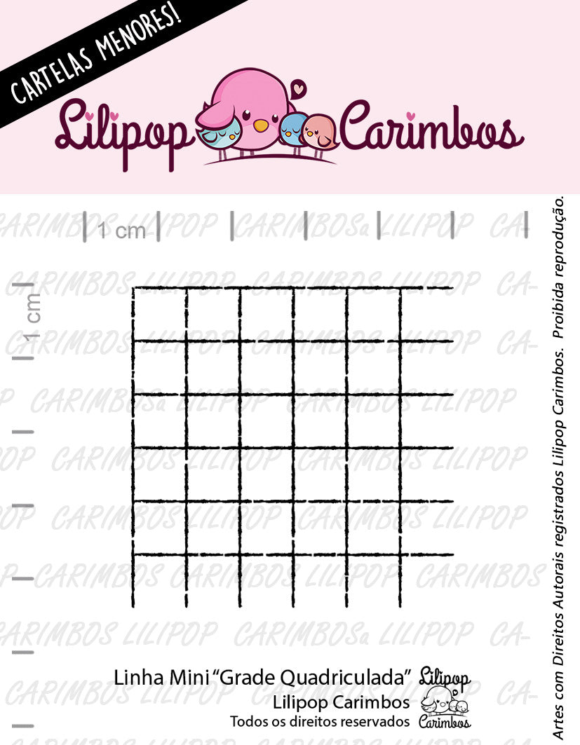 Cartela de Carimbos Mini - Lilipop - Grade Quadriculada