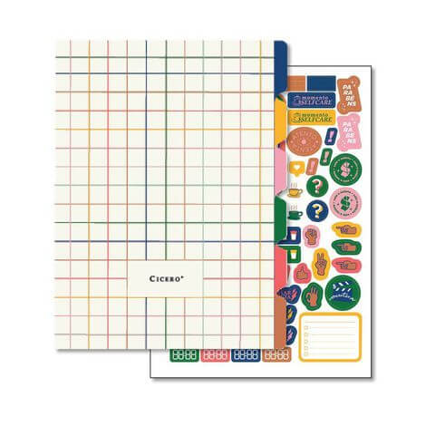 Refil Divisórias Caderno Criativo Argolado 17x24 - Cícero - Coloridas c/ Folha de Adesivos