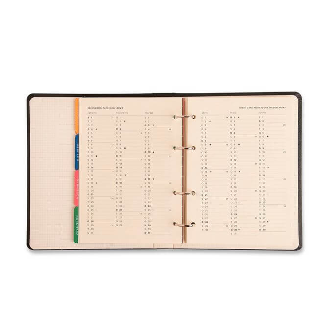 Planner Argolado 2024 - Cícero - Clássica Semanal Notas A5 Vermelho Quente