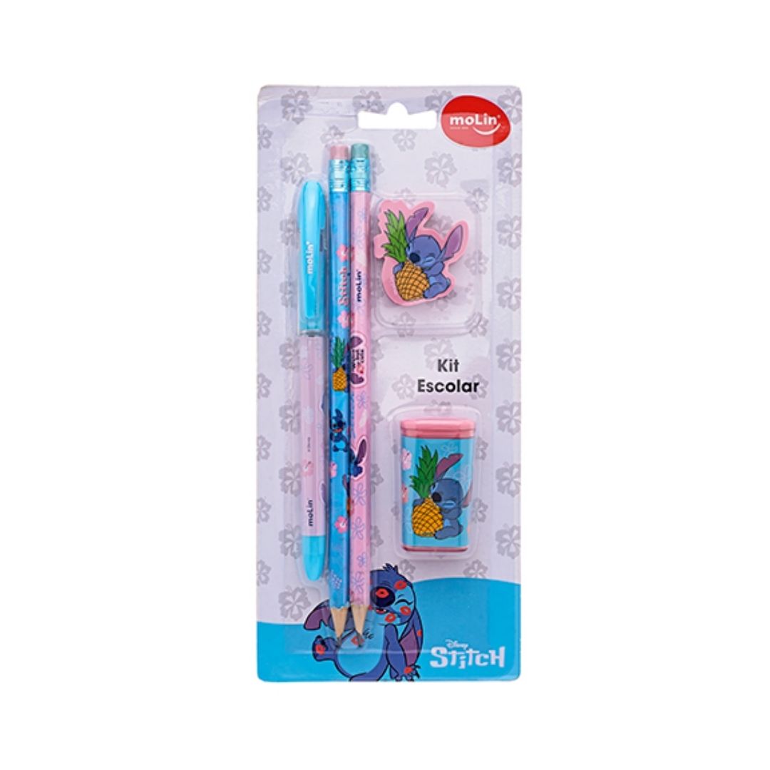 Kit Escolar- Molin- Stitch Novo Modelo 5 itens