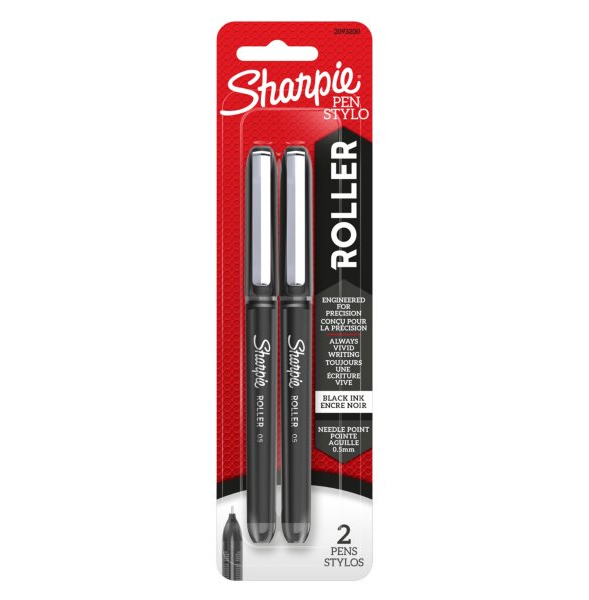 Caneta Roller - Sharpie - Kit 2 Canetas Pretas Ponta Agulha 0.5mm