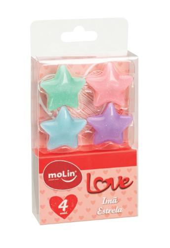 Imã Magnético - Molin - Estrela - Blister c/ 4 Imãs