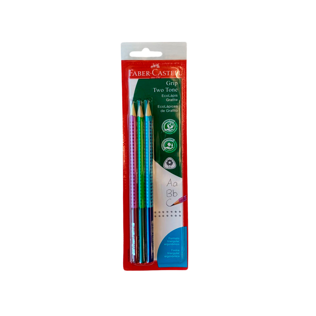 FABER-CASTELL - Set composto da 2 matite di grafite Grip 2001 con impugnatura antiscivolo e gommino salvapunta, colori assortiti: Rosso/Blu FABER-CASTELL - Set composto da 2 matite di grafite Grip 2001 con impugnatura antiscivolo e gommino salvapunta, colori assortiti: Rosso/Blu