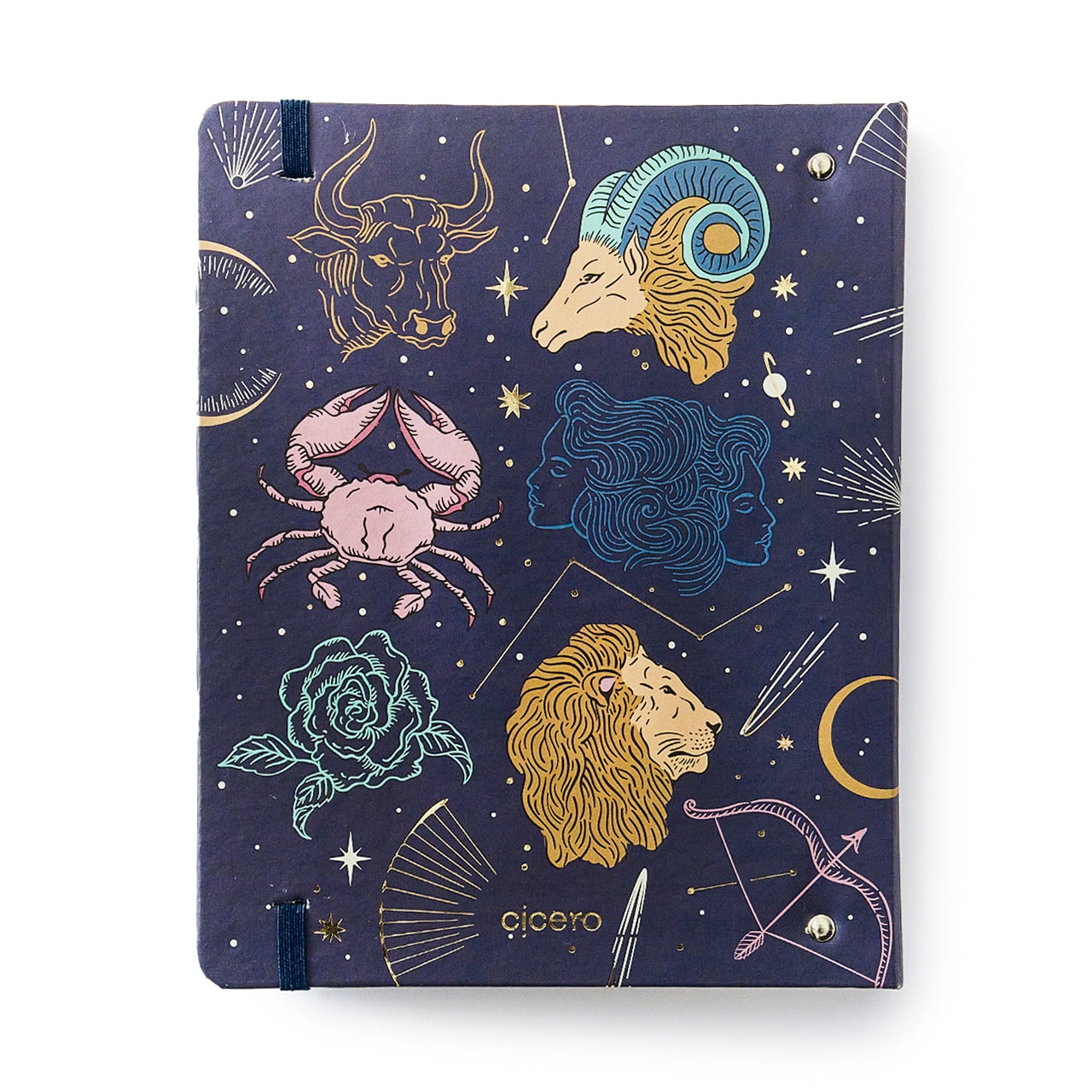 Caderno Criativo Argolado Office Duo Astral Pautado & Pontado A5 Cartas do Zodíaco Azul