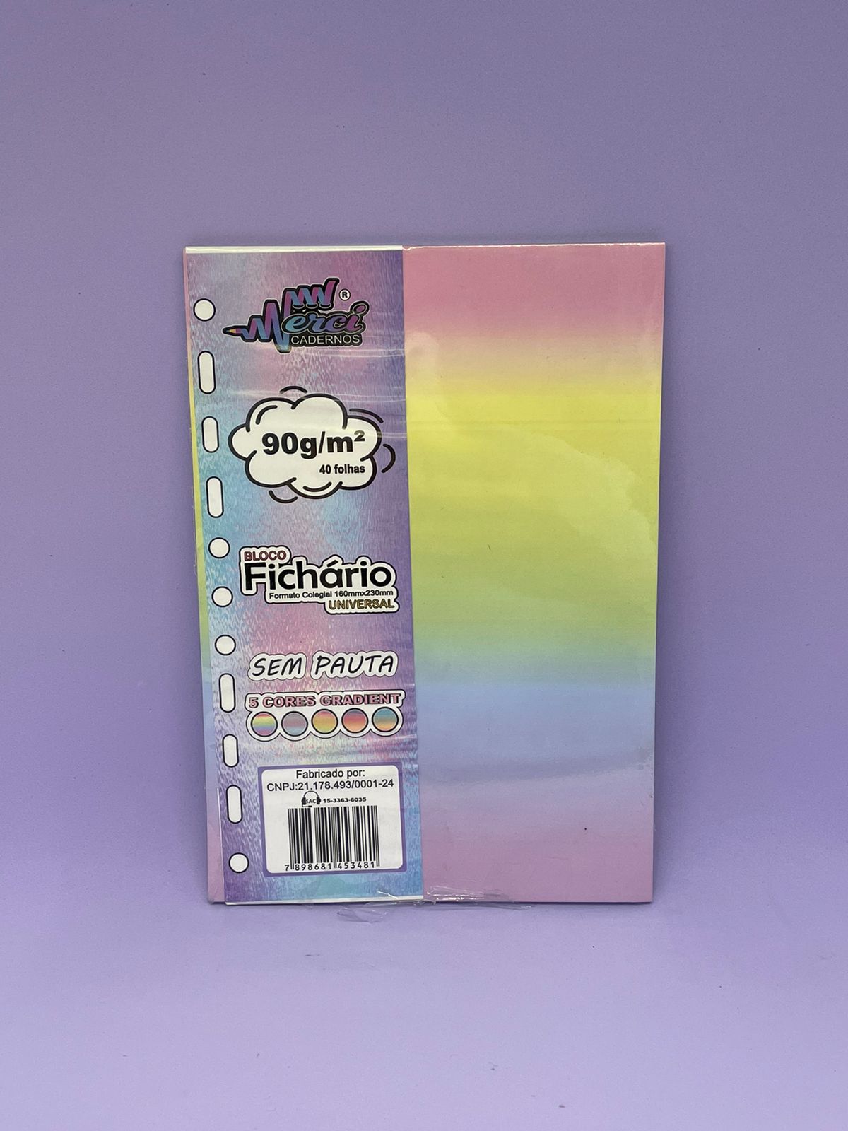 Bloco Fichário - Merci - Colegial Universal Sem Pauta Cores Gradient 40 Fls.