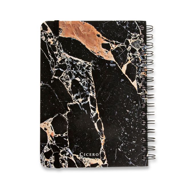 Caderno A5 Wire-o - Cícero - Minerais Mármore Preto Pautado