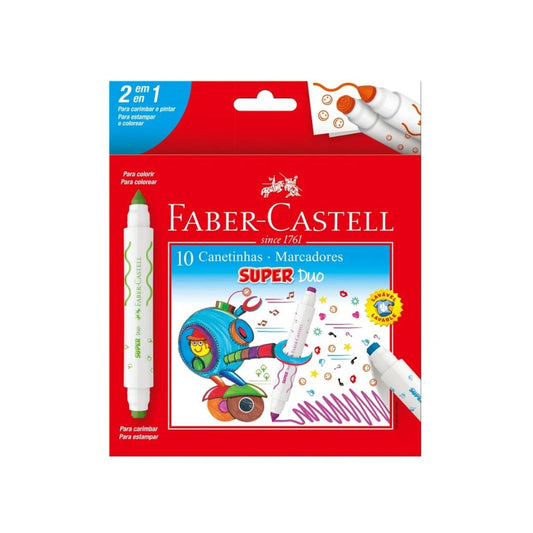 Canetas Hidrográficas 2 Pontas- Faber-Castell- Super Duo 10 cores