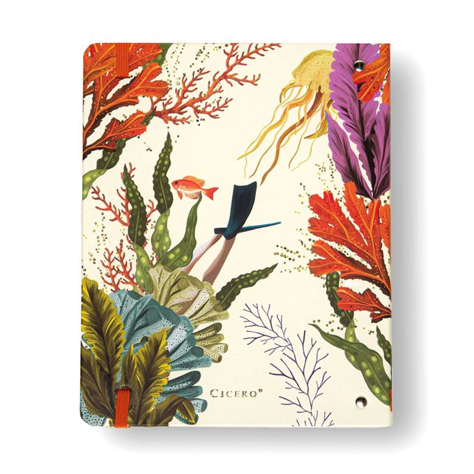 Caderno Criativo Argolado Office Duo - Cícero - Oceano Pautado e Pontado A5 Mergulho