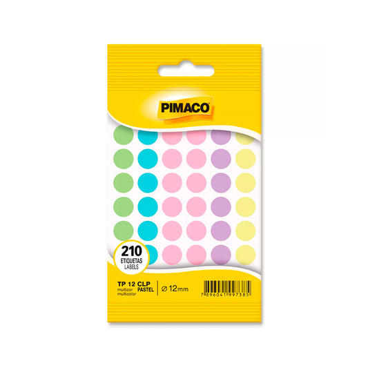 Etiquetas Multicolor Pastel - Pimaco - 210 Etiquetas 12Ømm